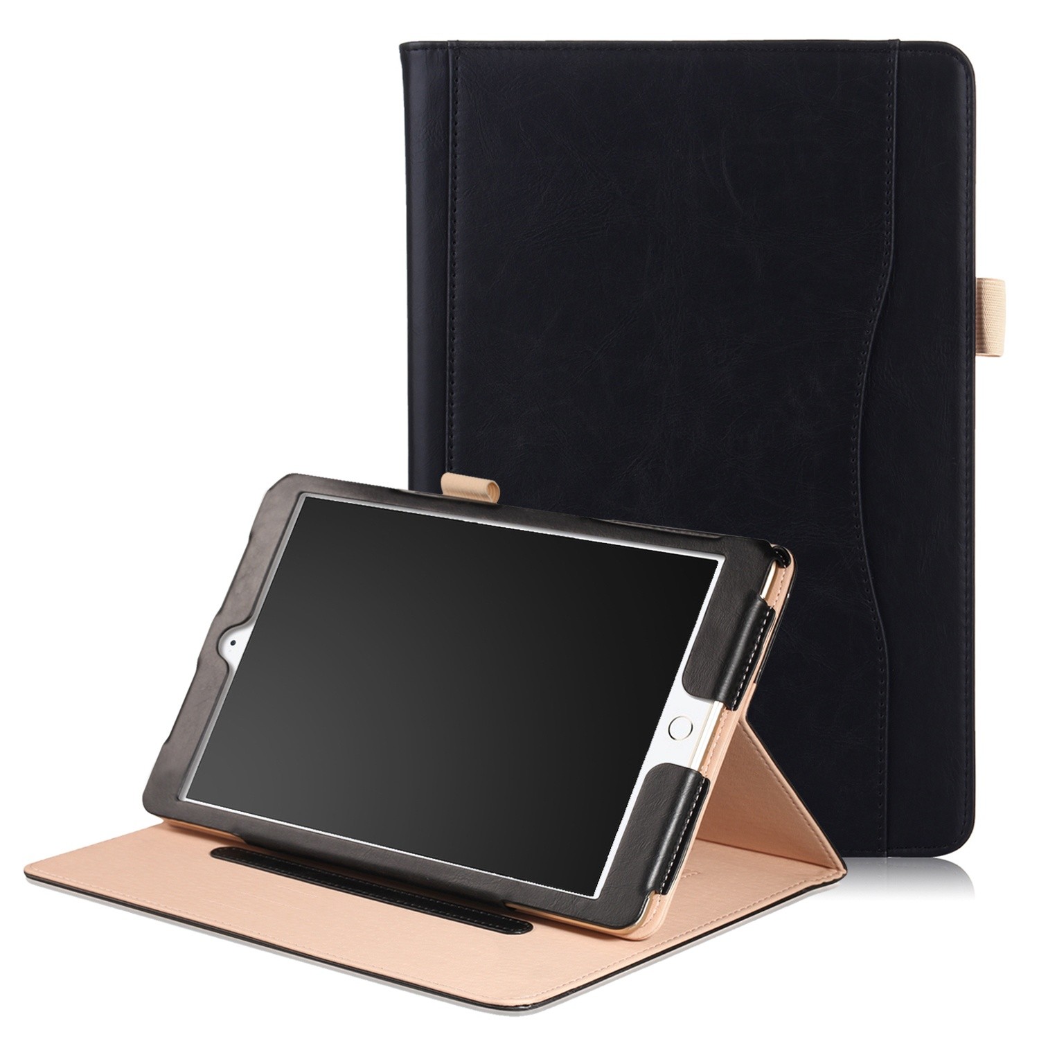 surfen Validatie Hamburger iPad mini 4 / iPad mini 5 leren case / hoes zwart incl. standaard met 3  standen